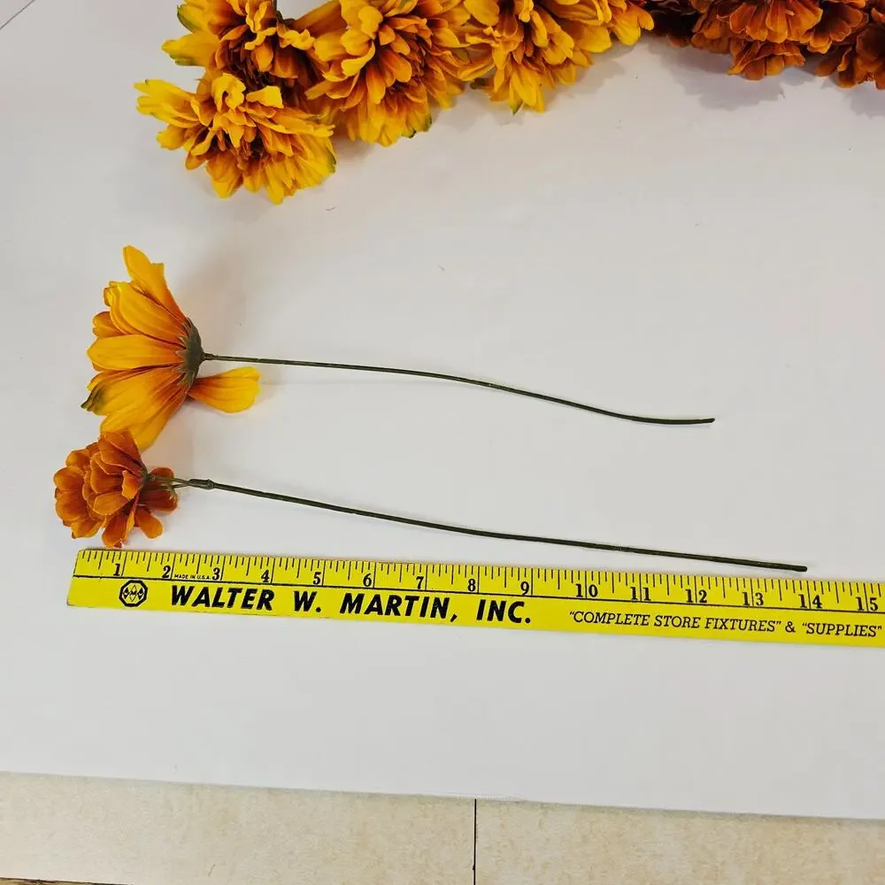 43 Pc Artificial Silk Fall Flower Stems Red Orange Yellow Floral Craft Decor Lot